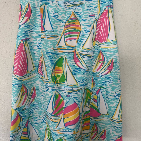 Lilly Pulitzer Sailboat Strapless Dress, Summer Nautical Resort Dress Size 6 - Picture 5 of 12